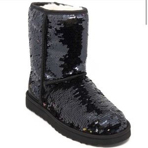 Short Black Sequin UGG Boots